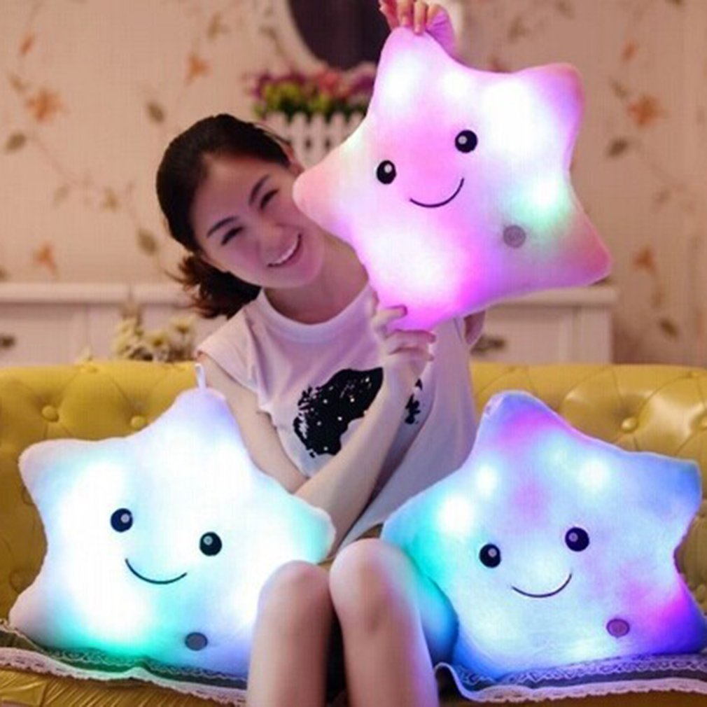 34CM Luminous Pillow - Colorful Stars Cushion with LED Light, Plush Stuffed Toy, Birthday Gift for Kids - DormVibes