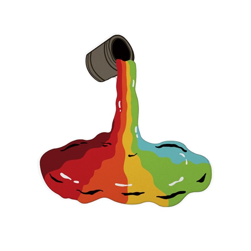 3D Rainbow Paint Bucket Tapestry Carpet - Creative Non-Slip Floor Mat for Living Room, Bedroom, and Home Decoration - DormVibes