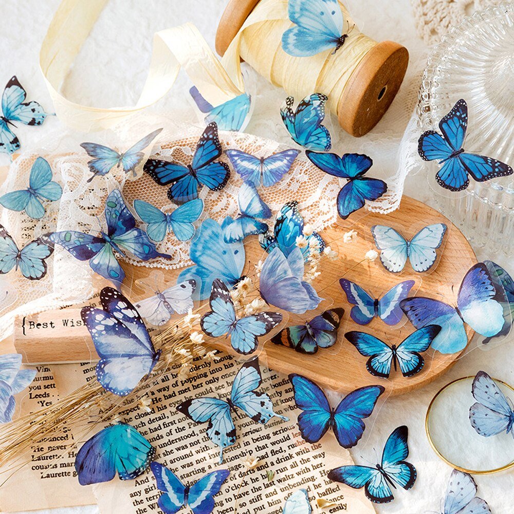 40-Piece Colorful Retro Butterfly Stickers Set – Kid's Scrapbook Art Decals, Girl's Bedroom, Living Room, Home DIY Decoration, Craft Supplies - DormVibes