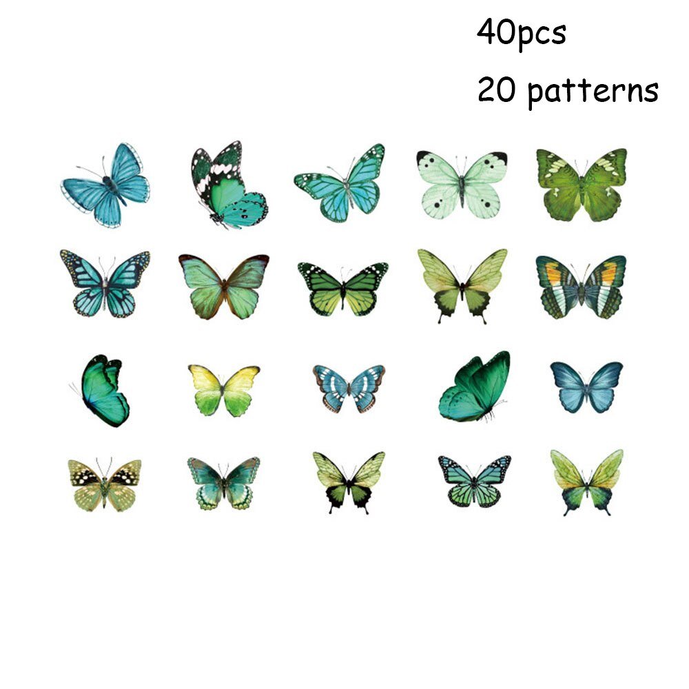 40-Piece Colorful Retro Butterfly Stickers Set – Kid's Scrapbook Art Decals, Girl's Bedroom, Living Room, Home DIY Decoration, Craft Supplies - DormVibes