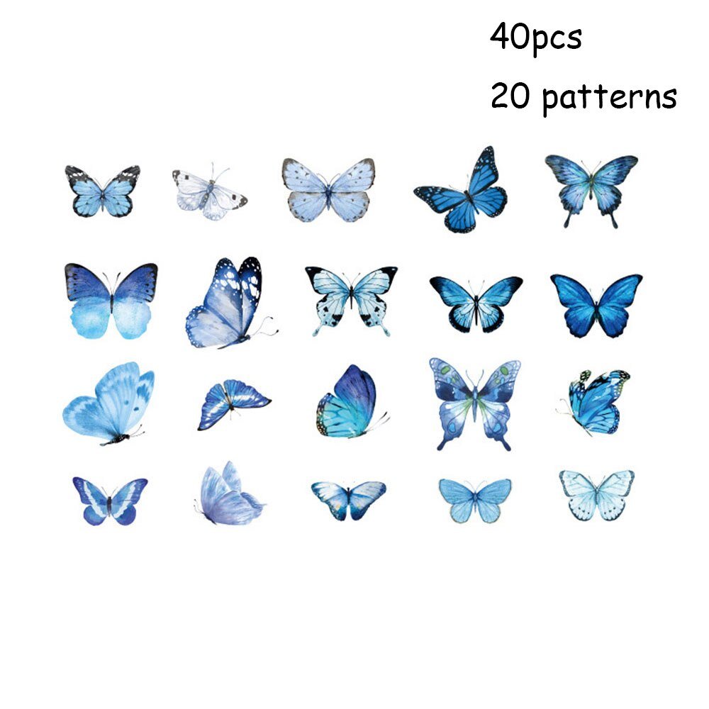 40-Piece Colorful Retro Butterfly Stickers Set – Kid's Scrapbook Art Decals, Girl's Bedroom, Living Room, Home DIY Decoration, Craft Supplies - DormVibes