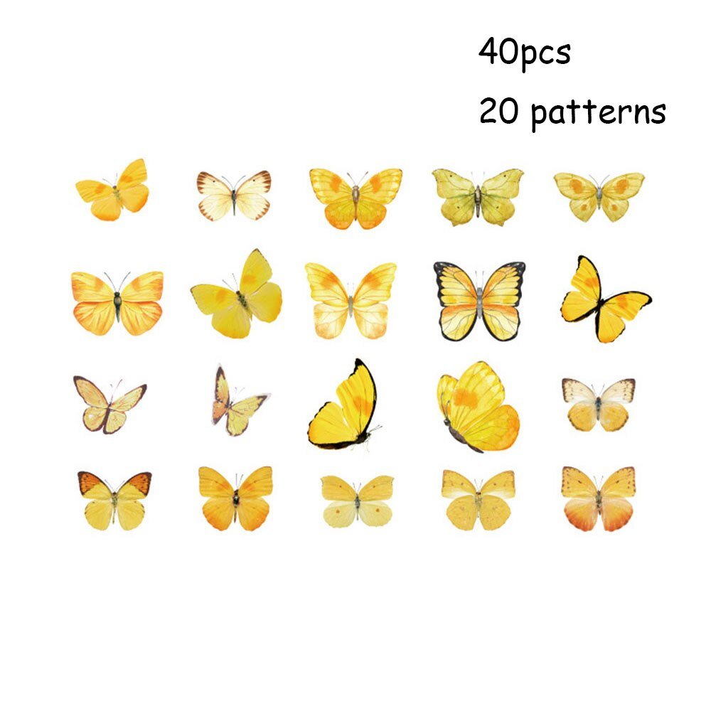 40-Piece Colorful Retro Butterfly Stickers Set – Kid's Scrapbook Art Decals, Girl's Bedroom, Living Room, Home DIY Decoration, Craft Supplies - DormVibes