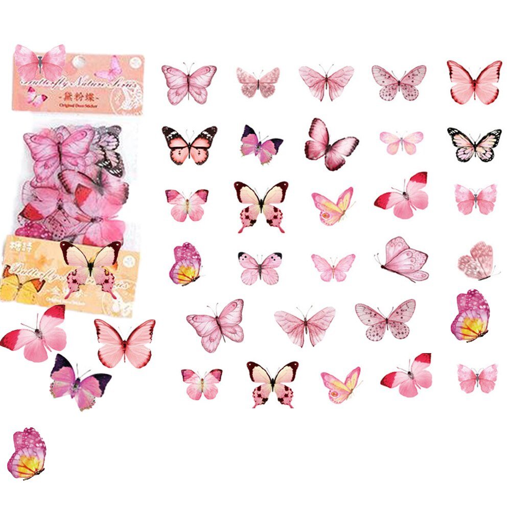 40-Piece Colorful Retro Butterfly Stickers Set – Kid's Scrapbook Art Decals, Girl's Bedroom, Living Room, Home DIY Decoration, Craft Supplies - DormVibes