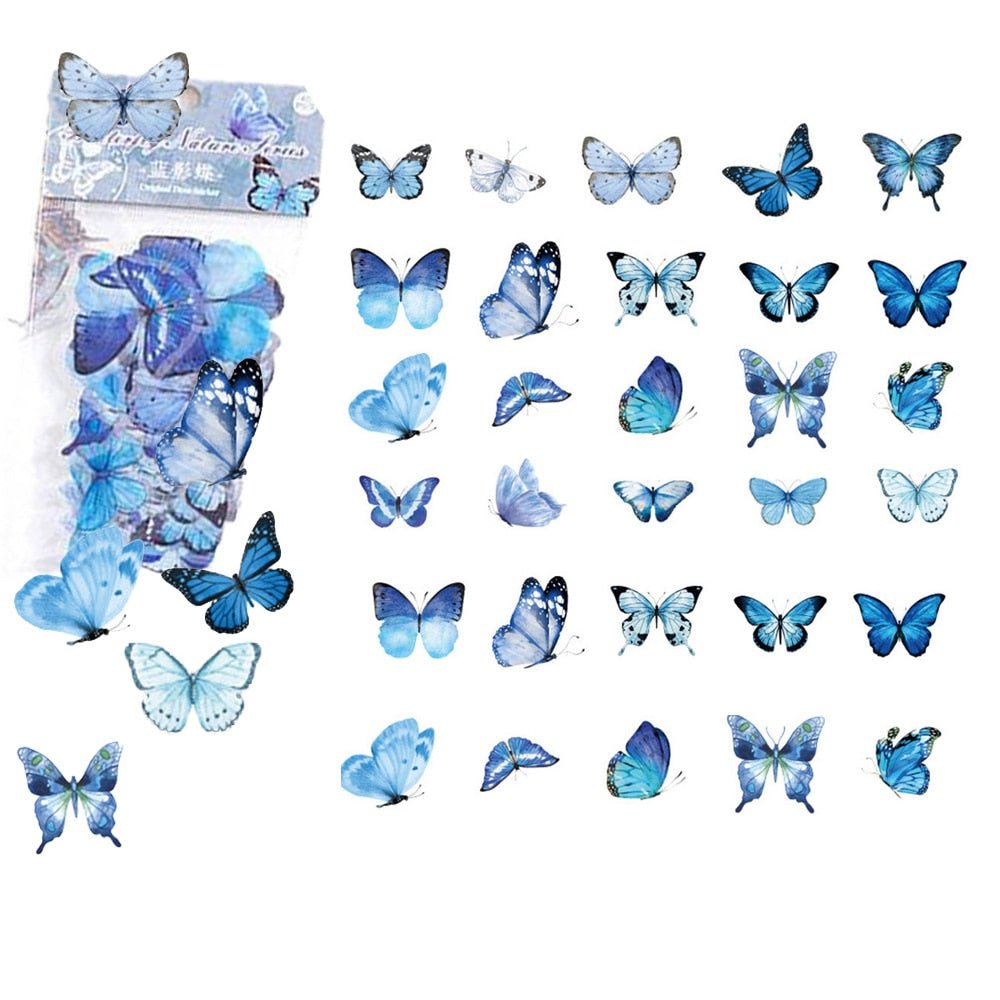 40-Piece Colorful Retro Butterfly Stickers Set – Kid's Scrapbook Art Decals, Girl's Bedroom, Living Room, Home DIY Decoration, Craft Supplies - DormVibes