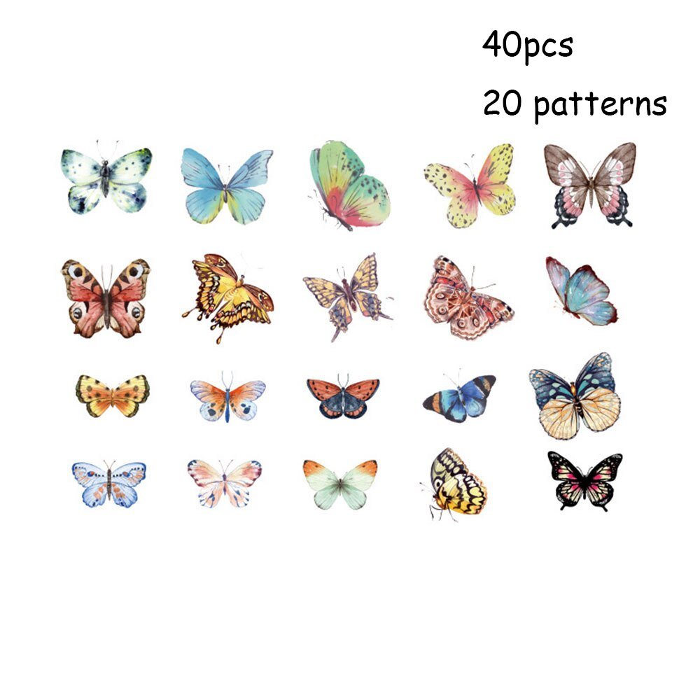 40-Piece Colorful Retro Butterfly Stickers Set – Kid's Scrapbook Art Decals, Girl's Bedroom, Living Room, Home DIY Decoration, Craft Supplies - DormVibes