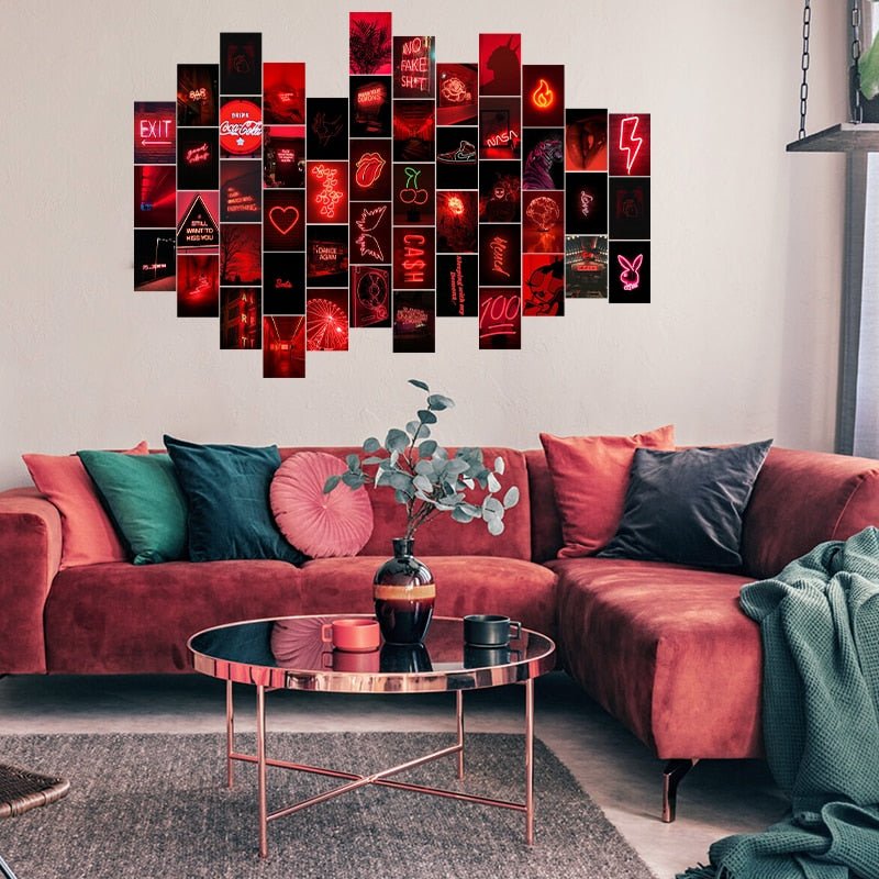 50-Piece Red Neon Aesthetic Wall Collage Kit – Neon Red Photos Collections, Room and Bedroom Decoration, Ideal for Girls, Teens, Women - DormVibes