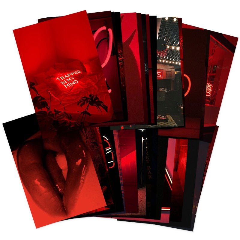 50-Piece Red Neon Aesthetic Wall Collage Kit – Neon Red Photos Collections, Room and Bedroom Decoration, Ideal for Girls, Teens, Women - DormVibes