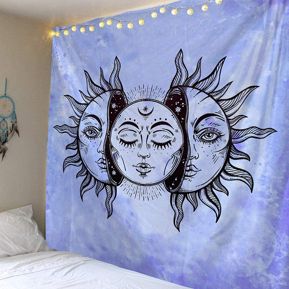 Blue Sun And Moon Tapestry