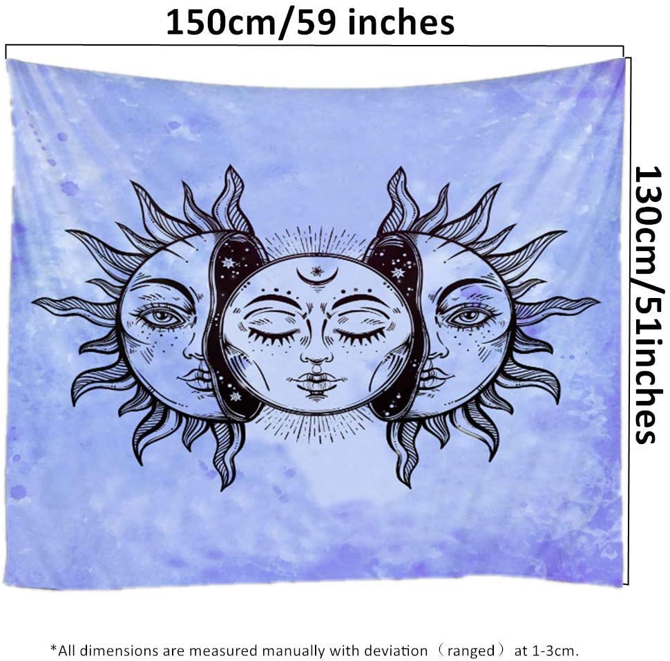 Blue Sun And Moon Tapestry