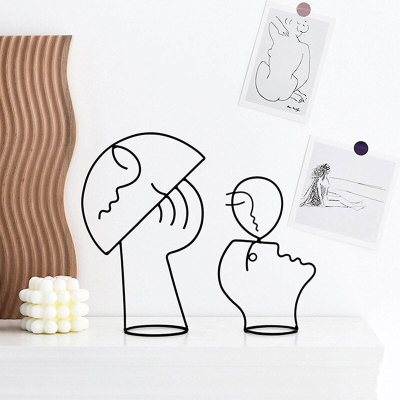 Abstract Character Decorative Statue: Nordic Black Iron Art Sculpture for Home Decoration - DormVibes