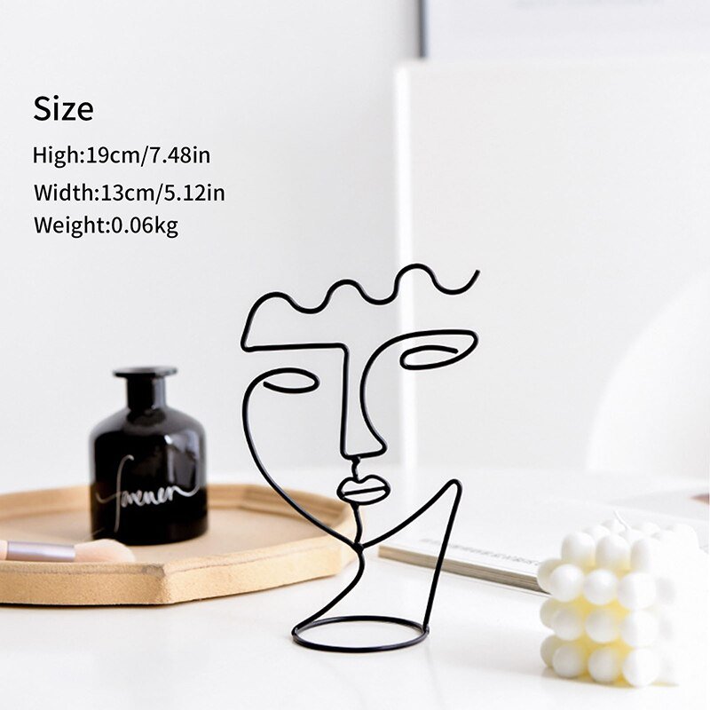 Abstract Character Decorative Statue: Nordic Black Iron Art Sculpture for Home Decoration - DormVibes