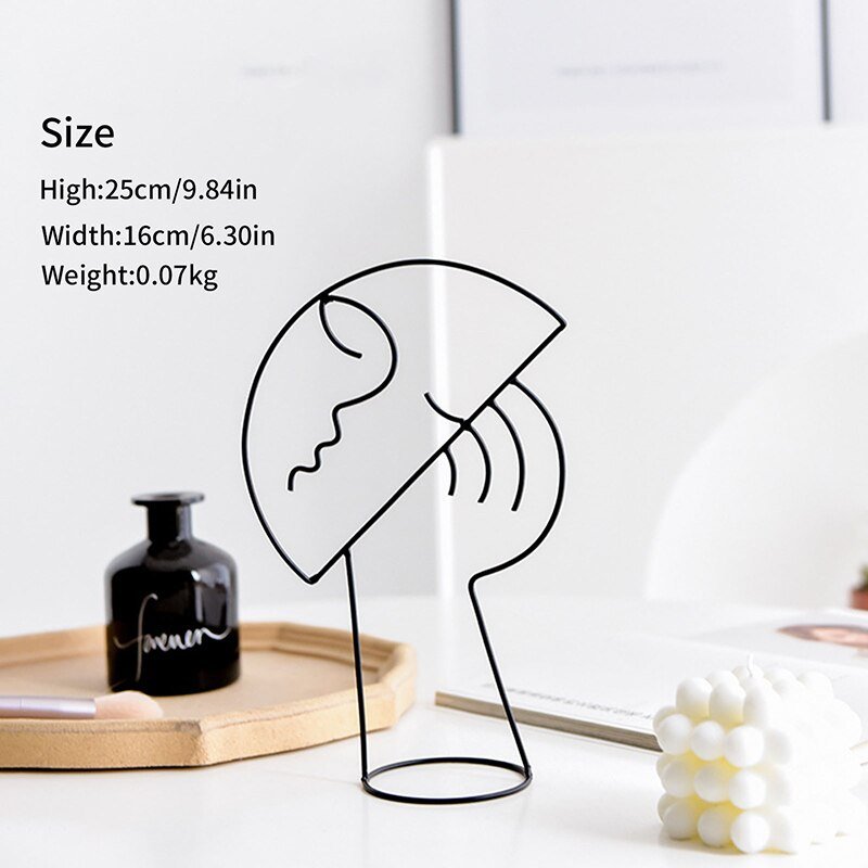 Abstract Character Decorative Statue: Nordic Black Iron Art Sculpture for Home Decoration - DormVibes
