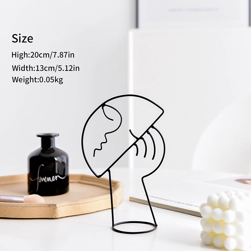 Abstract Character Decorative Statue: Nordic Black Iron Art Sculpture for Home Decoration - DormVibes