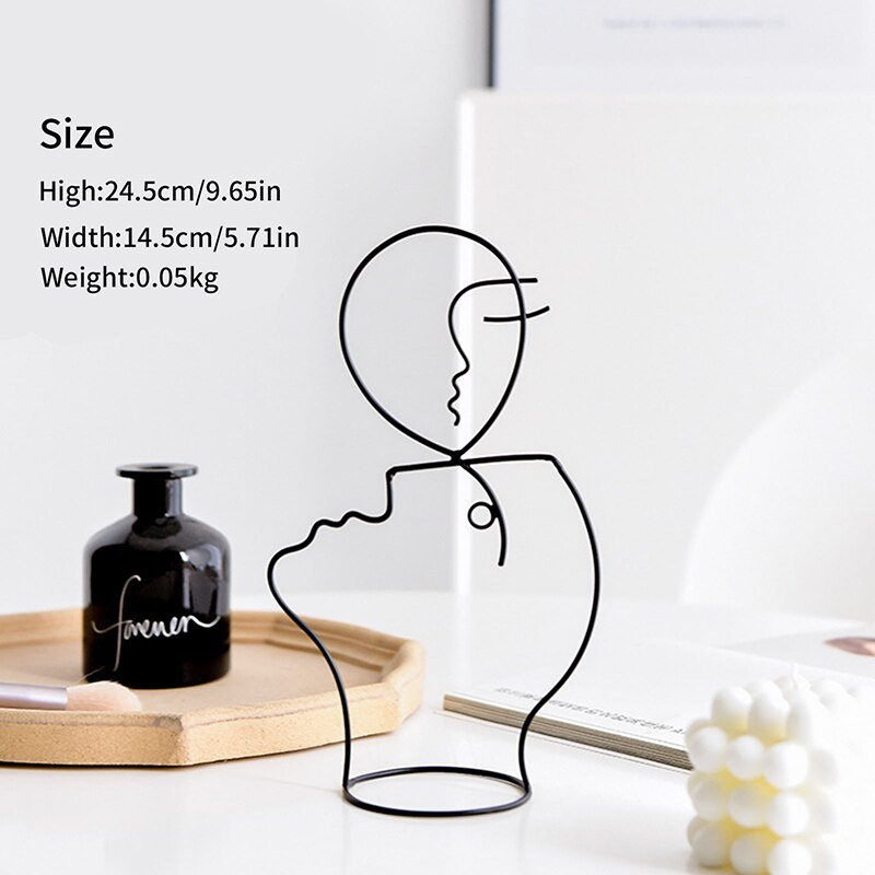 Abstract Character Decorative Statue: Nordic Black Iron Art Sculpture for Home Decoration - DormVibes