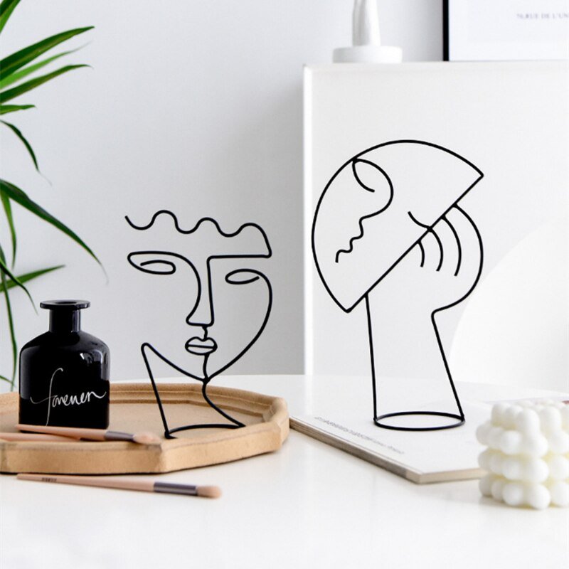 Abstract Character Decorative Statue: Nordic Black Iron Art Sculpture for Home Decoration - DormVibes