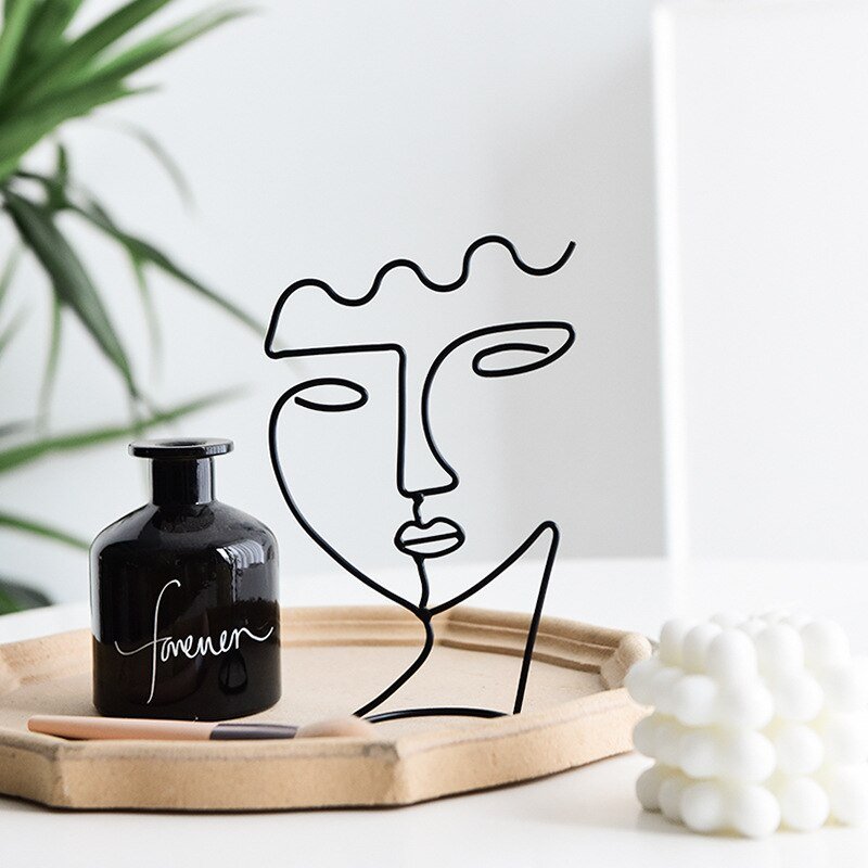 Abstract Character Decorative Statue: Nordic Black Iron Art Sculpture for Home Decoration - DormVibes