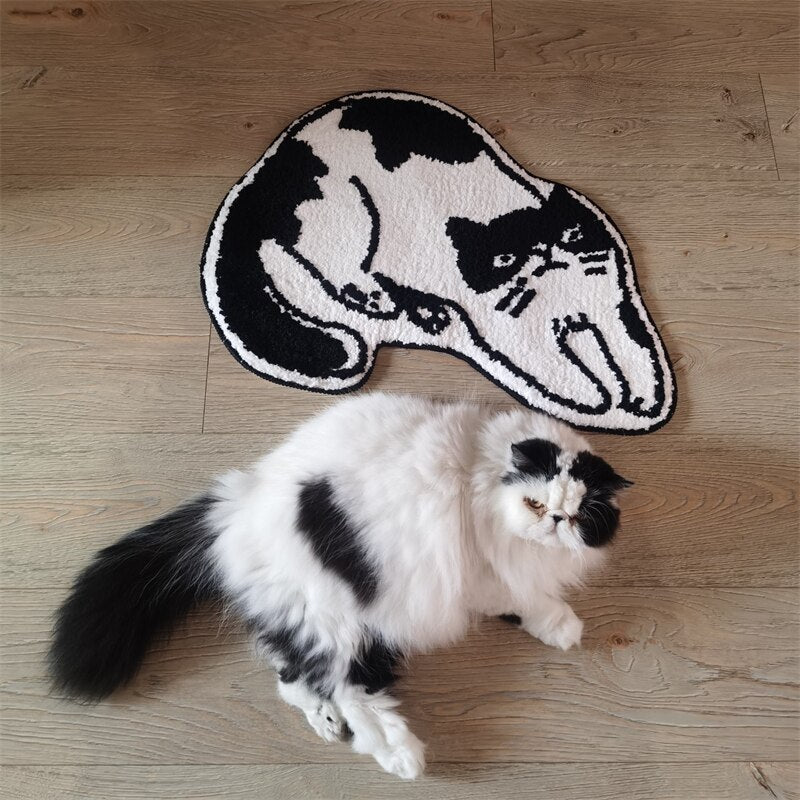 Cat Shape Rug Cute Cat Shaped Crochet Tufted Rug – DormVibes