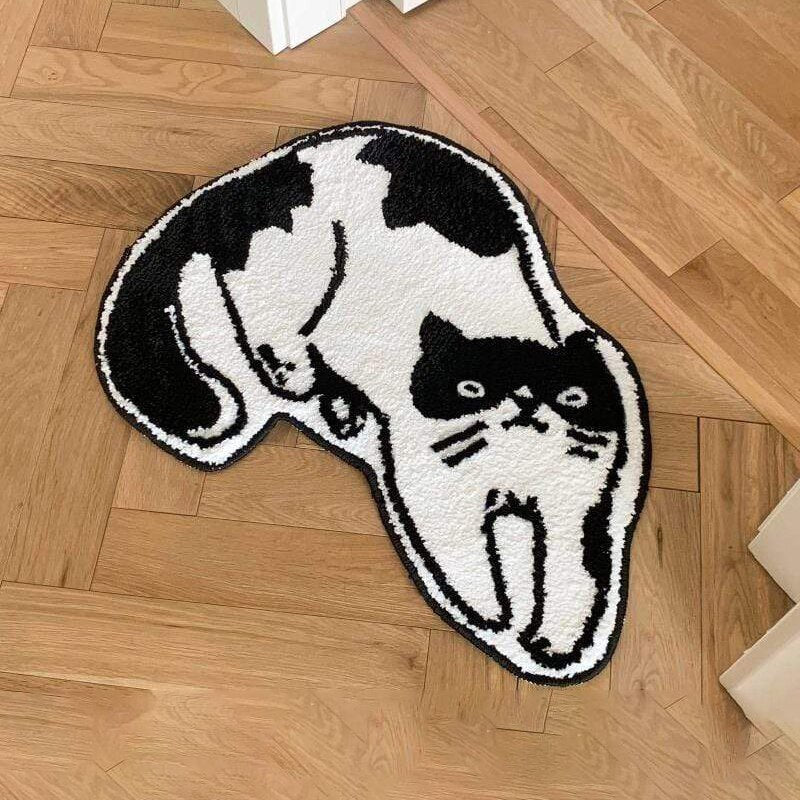 Adorable Cat-Shaped Crochet Tufted Rug: Thick, Anti-Slip, Absorbent Mat for Bathrooms, Kitchens, and Room Entrances - DormVibes