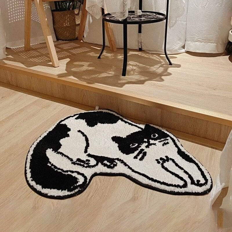 Adorable Cat-Shaped Crochet Tufted Rug: Thick, Anti-Slip, Absorbent Mat for Bathrooms, Kitchens, and Room Entrances - DormVibes