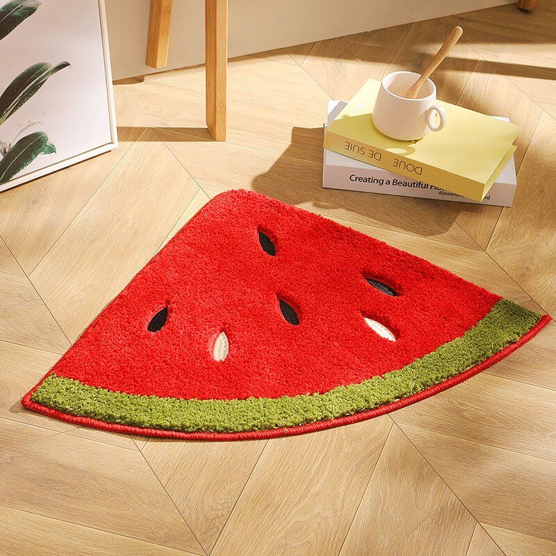 Adorable Fruit-Shaped Bathroom Bedroom Mats: Tufted, Anti-Slip Floor Carpets in 9 Colors for Bedside, Doorway, and Toilet Use - DormVibes