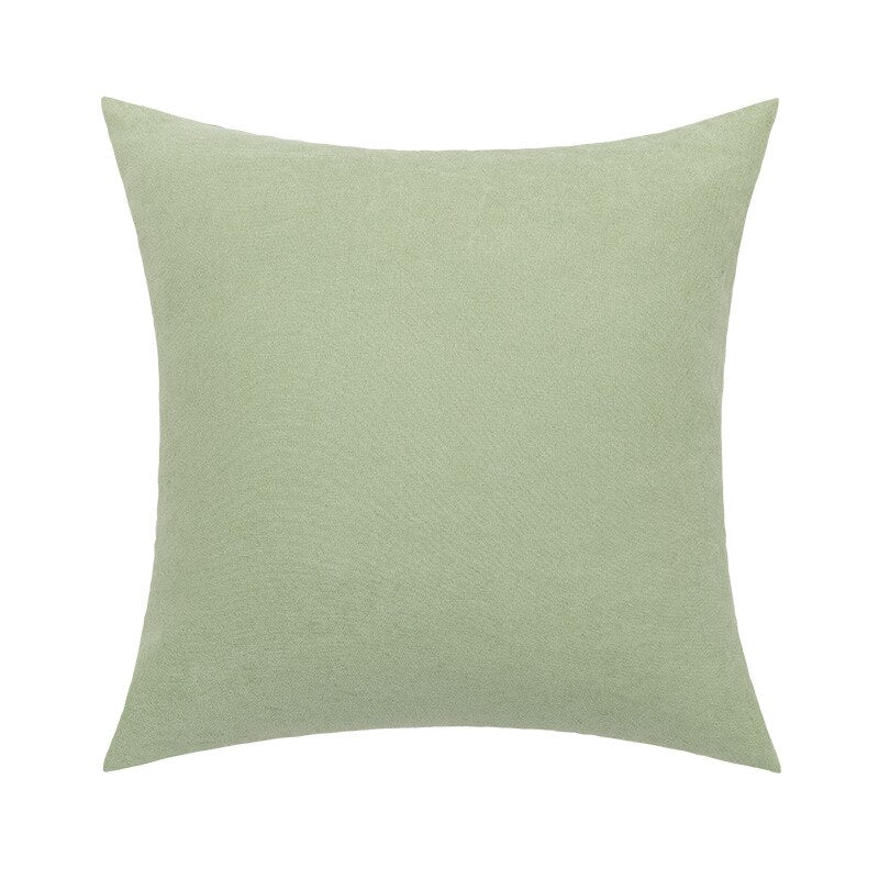Aesthetic Linen Cushion Cover with Embroidered Leaves: Green Beige Home Decor for Living Room - DormVibes
