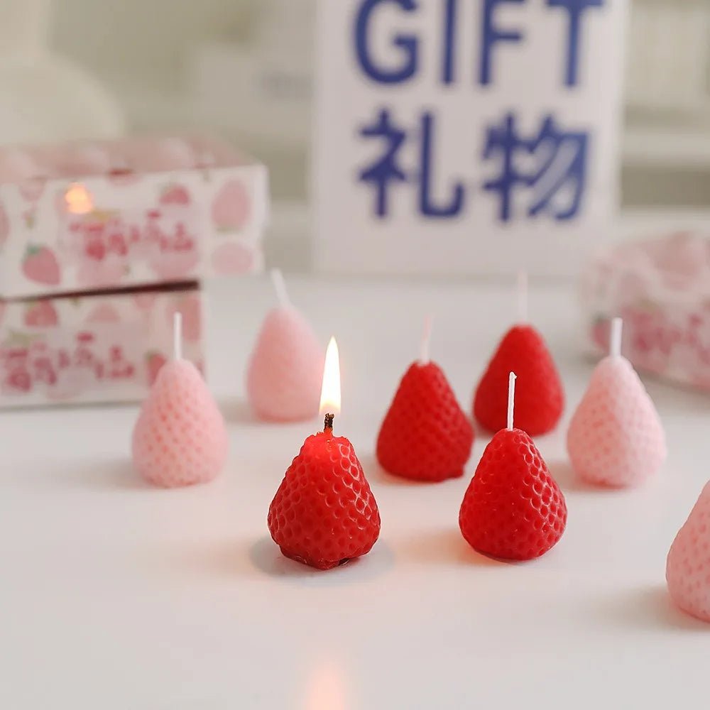 Aesthetic Strawberry-Shaped Scented Candle: Soy Wax - DormVibes