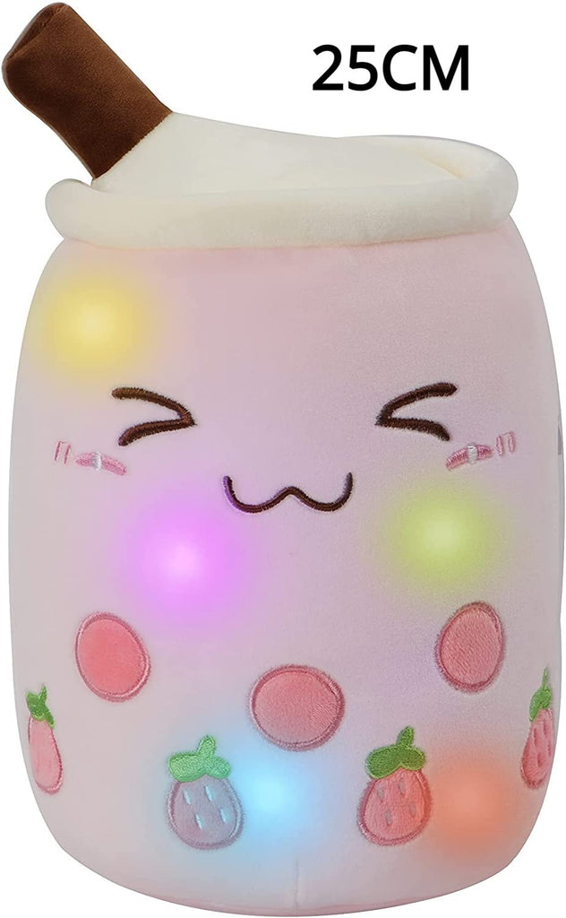 AIXINI Light-Up Boba Bubble Tea Plush Pillow - Stuffed Toy with LED Colorful Night Lights and Super Soft Material - DormVibes
