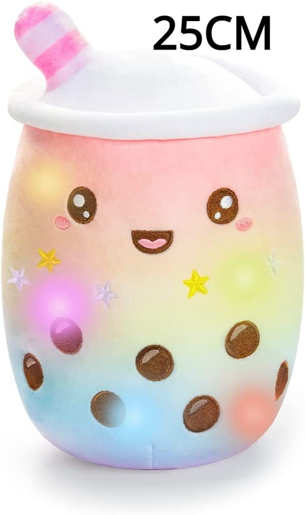 AIXINI Light-Up Boba Bubble Tea Plush Pillow - Stuffed Toy with LED Colorful Night Lights and Super Soft Material - DormVibes