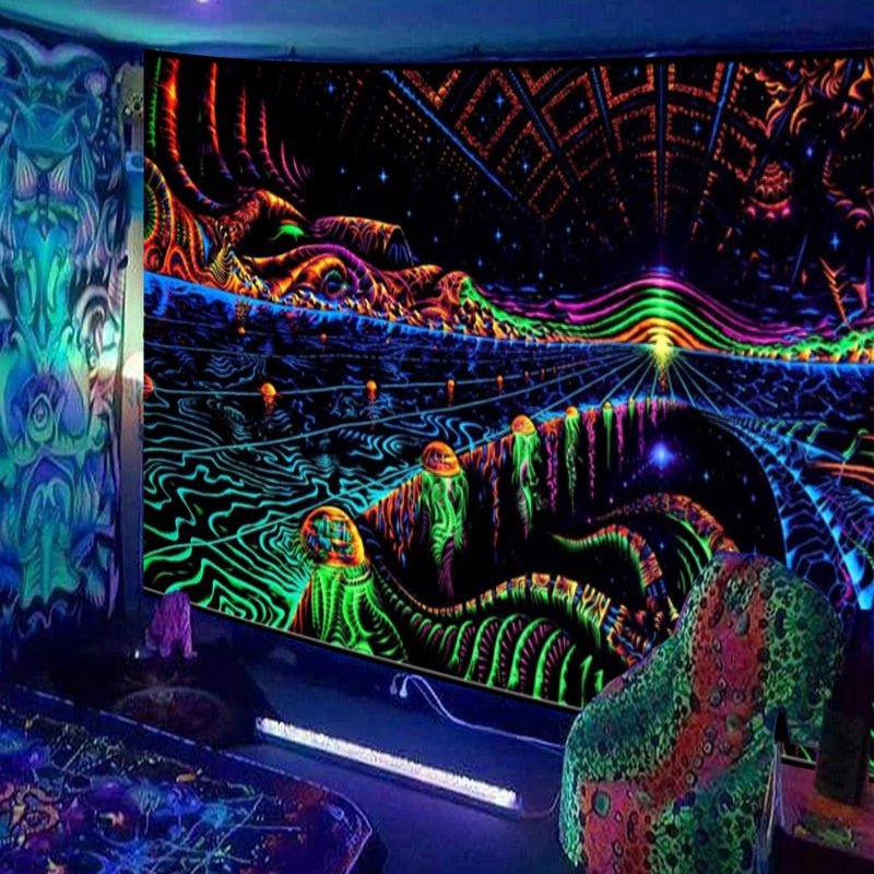 Alien World Blacklight Tapestry - DormVibes