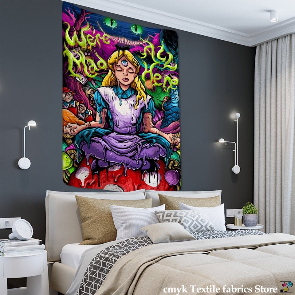 Anime Girl Tapestry Wall Hanging - Enchanting Magic and Science Fiction Art for Bohemian Hippie Vibes - DormVibes