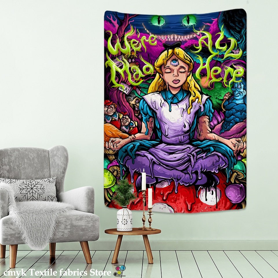 Anime Girl Tapestry Wall Hanging - Enchanting Magic and Science Fiction Art for Bohemian Hippie Vibes - DormVibes