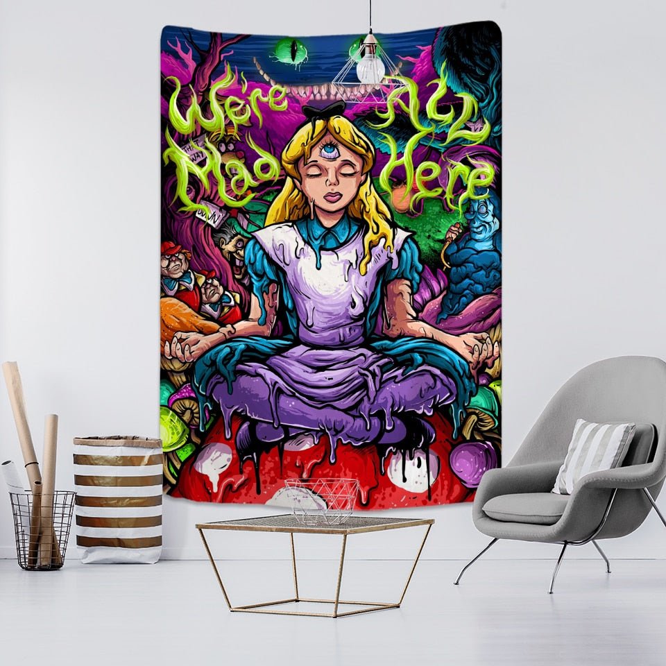 Anime Girl Tapestry Wall Hanging - Enchanting Magic and Science Fiction Art for Bohemian Hippie Vibes - DormVibes