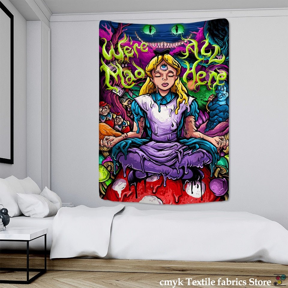 Anime Girl Tapestry Wall Hanging - Enchanting Magic and Science Fiction Art for Bohemian Hippie Vibes - DormVibes