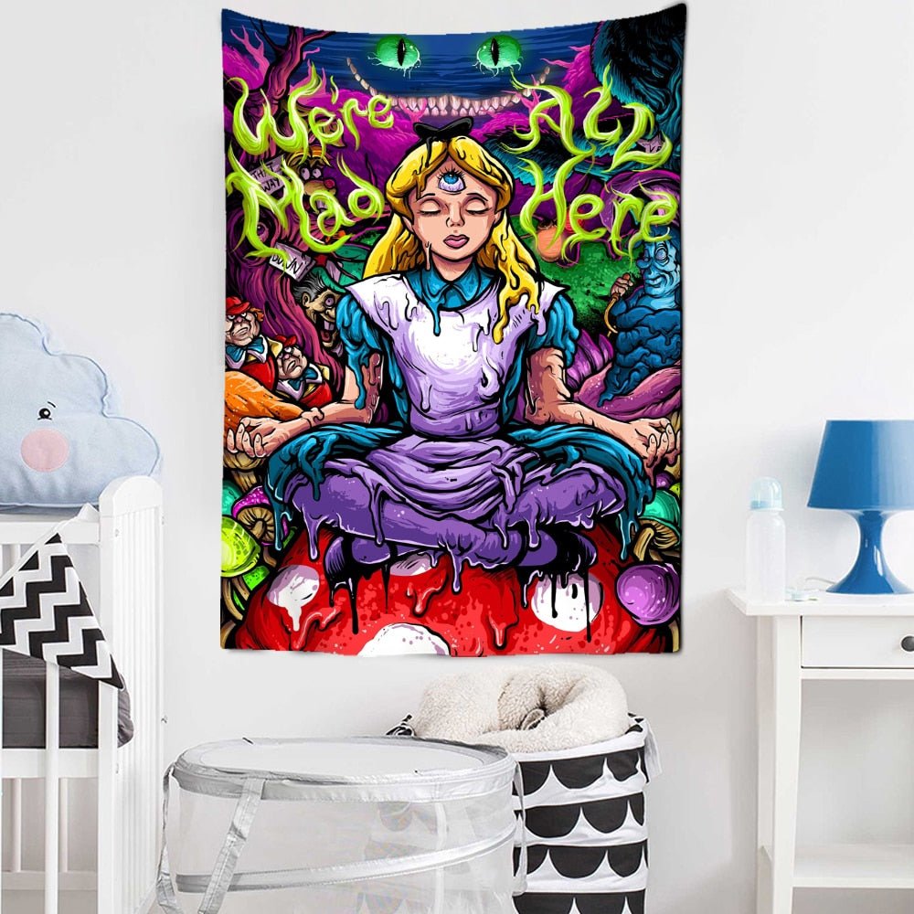 Anime Girl Tapestry Wall Hanging - Enchanting Magic and Science Fiction Art for Bohemian Hippie Vibes - DormVibes