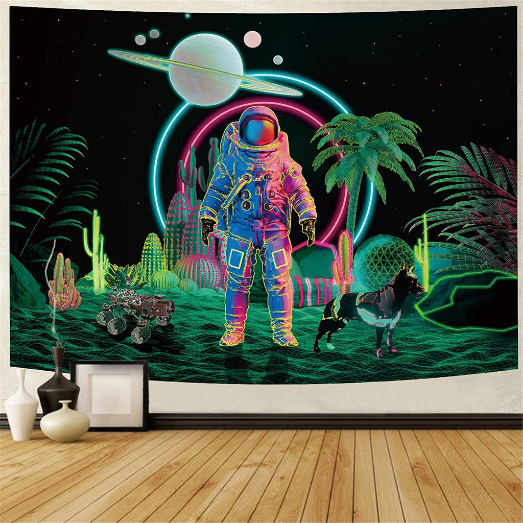 Astronaut BlackLight Tapestry - DormVibes