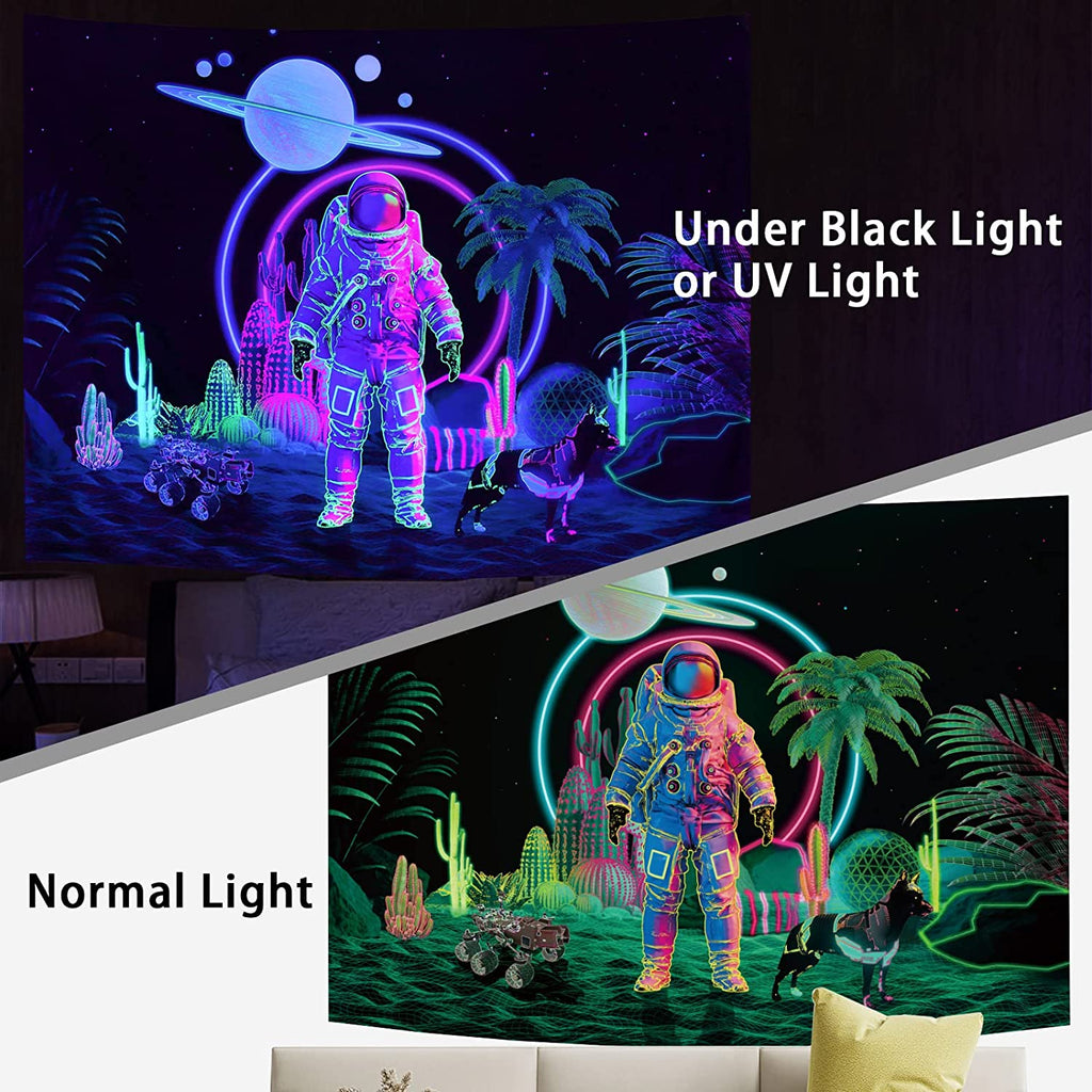 Astronaut BlackLight Tapestry - DormVibes