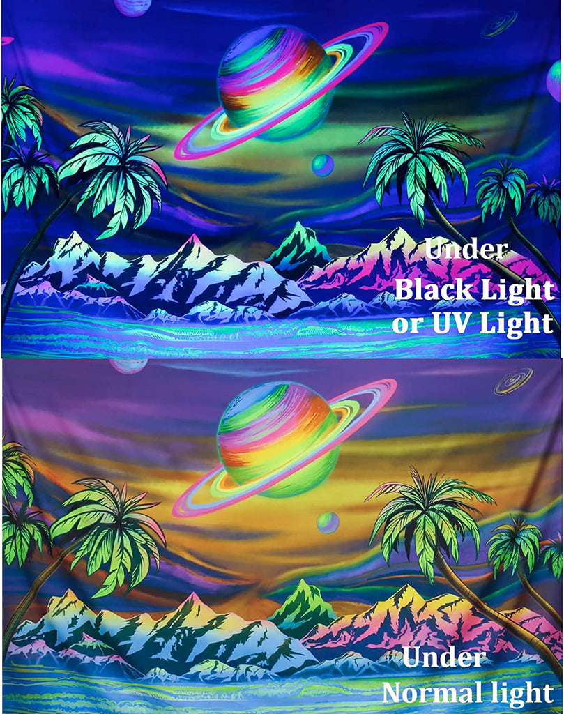 Beach Galaxy BlackLight Tapestry - DormVibes