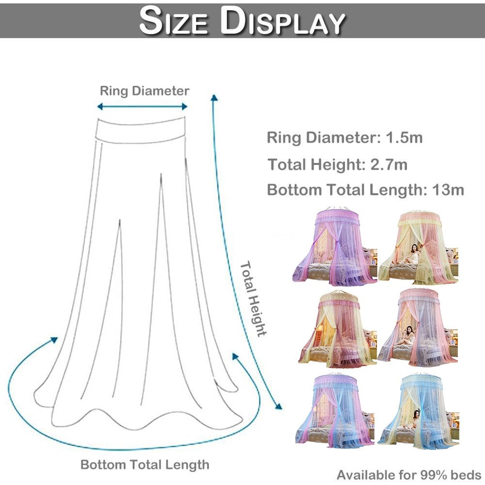 Beautiful Princess Bed Canopy Tent Curtain with Fairy Lace and Double Colors for an Enchanted Bedroom - DormVibes