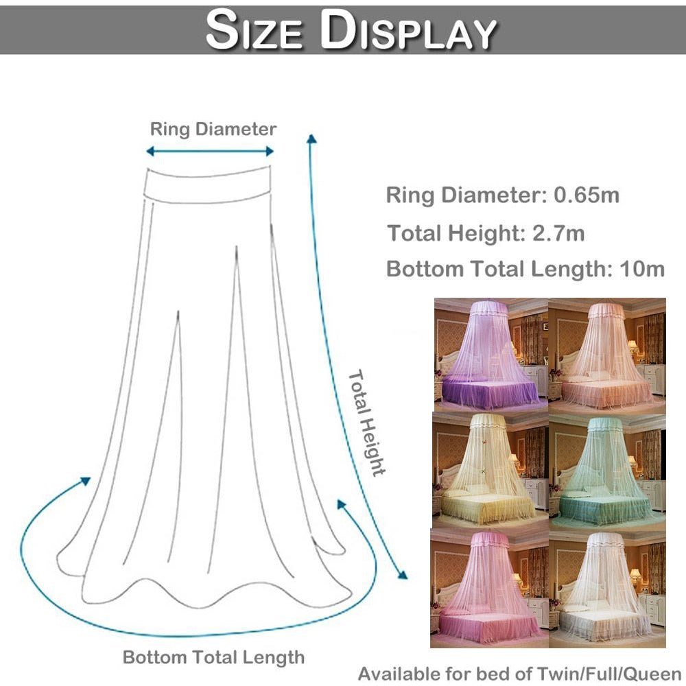 Beautiful Princess Bed Canopy Tent Curtain with Fairy Lace and Double Colors for an Enchanted Bedroom - DormVibes