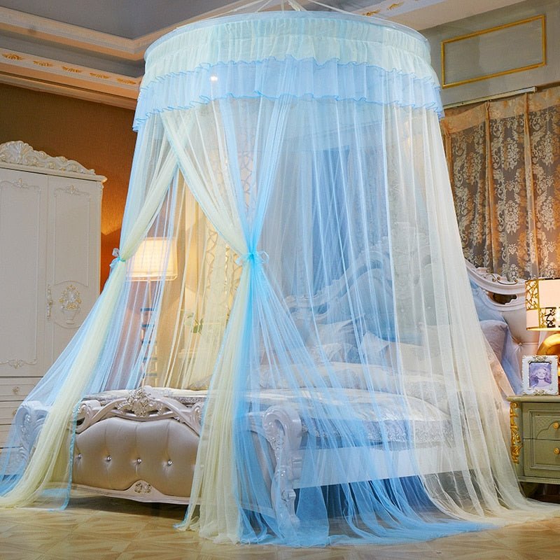 Beautiful Princess Bed Canopy Tent Curtain with Fairy Lace and Double Colors for an Enchanted Bedroom - DormVibes