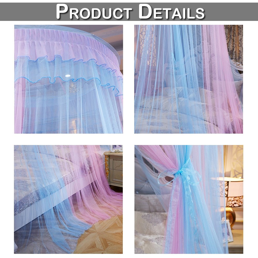 Beautiful Princess Bed Canopy Tent Curtain with Fairy Lace and Double Colors for an Enchanted Bedroom - DormVibes