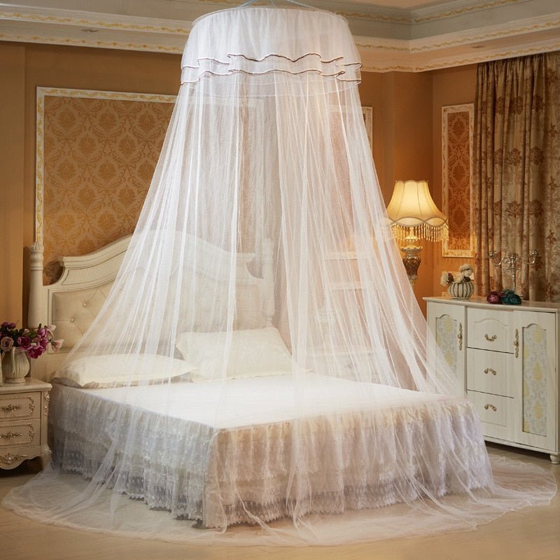 Beautiful Princess Bed Canopy Tent Curtain with Fairy Lace and Double Colors for an Enchanted Bedroom - DormVibes