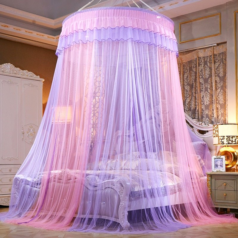 Beautiful Princess Bed Canopy Tent Curtain with Fairy Lace and Double Colors for an Enchanted Bedroom - DormVibes
