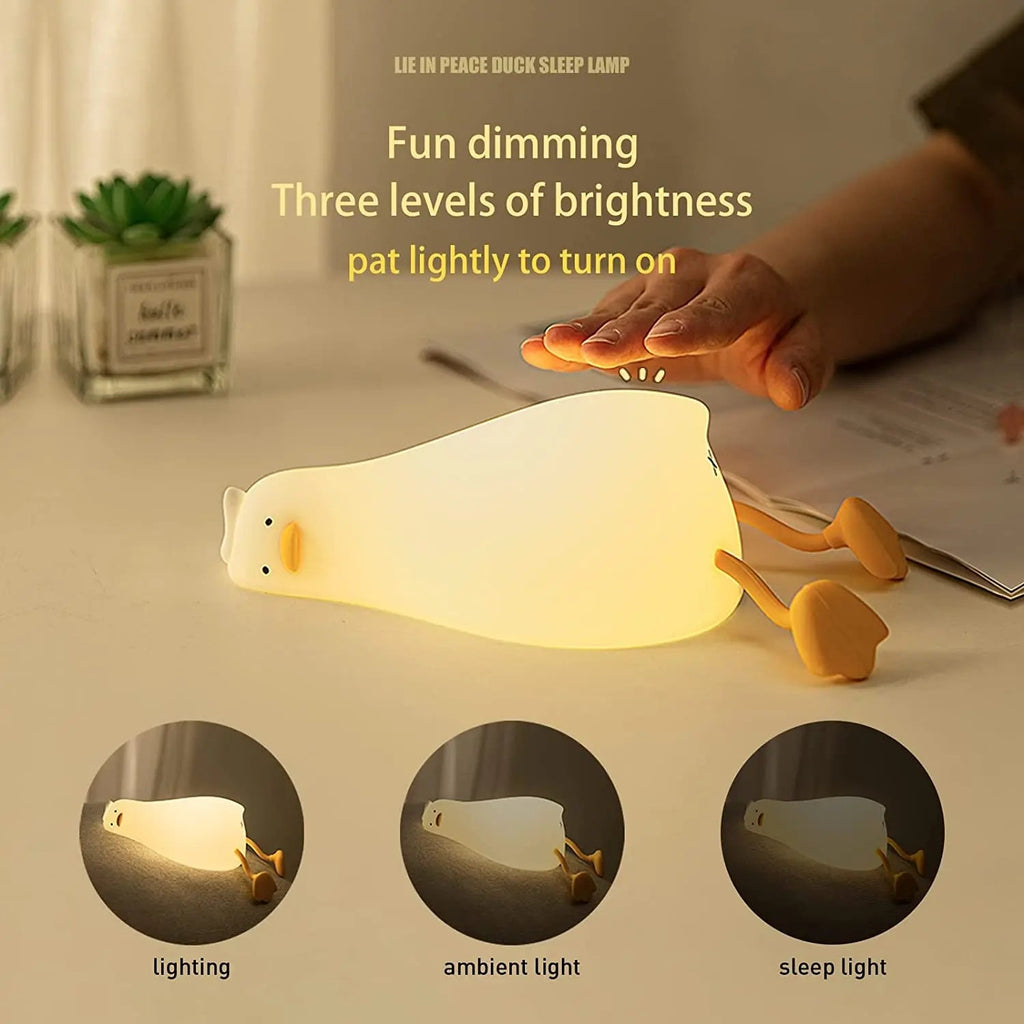 Benson Duck Night Light: Squishy, Dimmable, Cute LED Lamp for Kids & Nursery - DormVibes