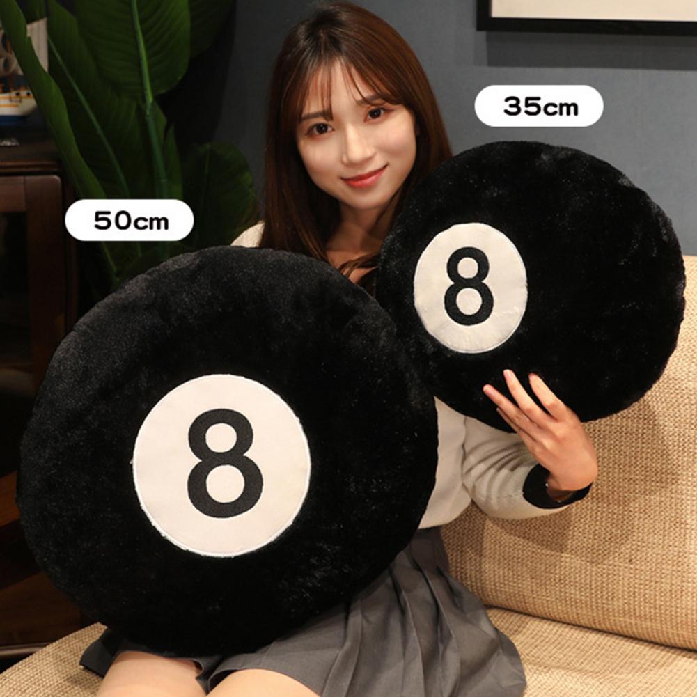 Billiards No. 8 Ball Plush Pillow - Soft Fluffy Seat Cushion for Sofa,  Bedroom Decor, and Hip Protection
