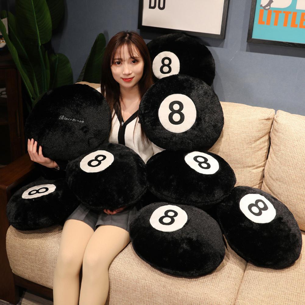 Billiards No. 8 Ball Plush Pillow - Soft Fluffy Seat Cushion for Sofa, Bedroom Decor, and Hip Protection - DormVibes