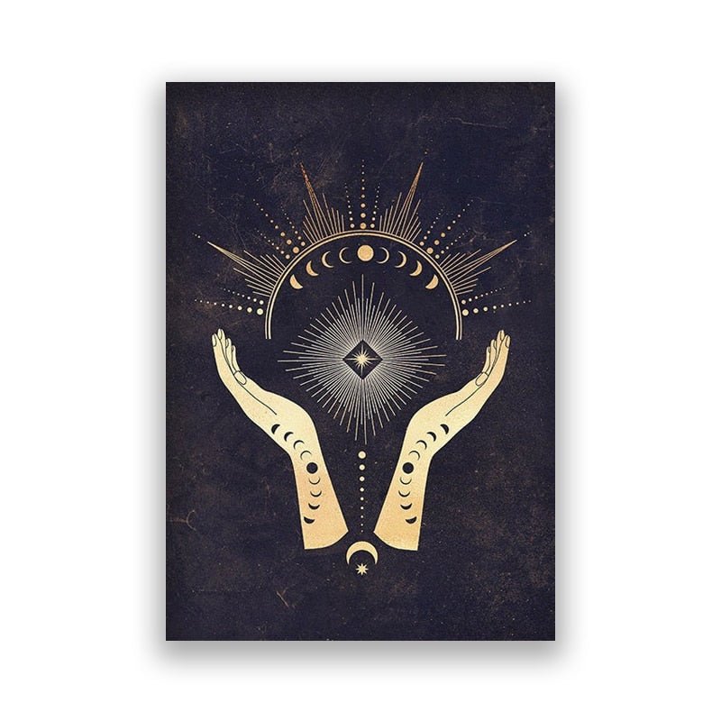 Black Gold Moon Sun Wall Art - DormVibes