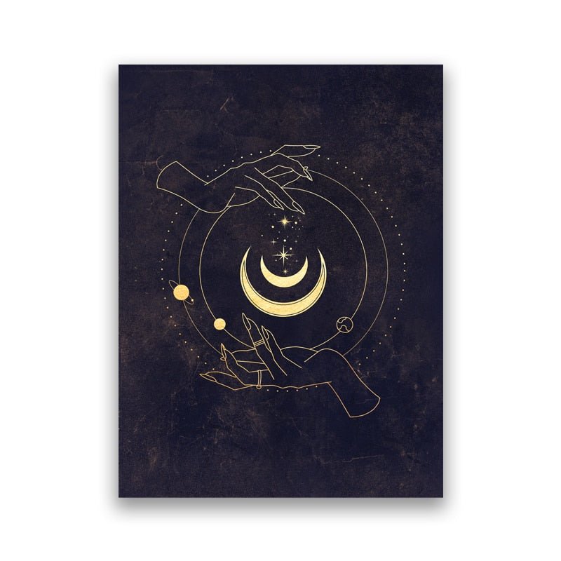 Black Gold Moon Sun Wall Art - DormVibes