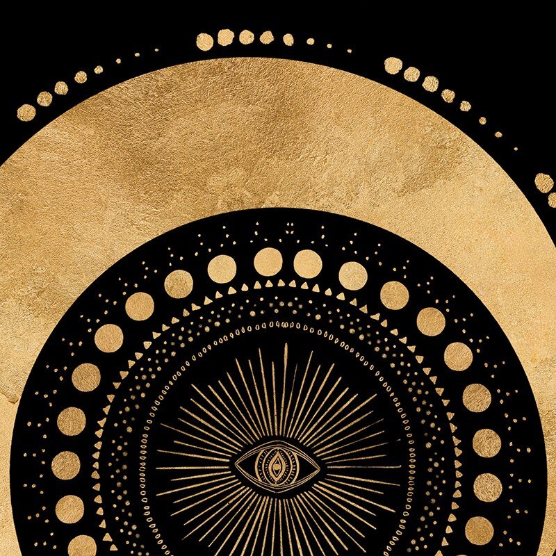 Black Gold Moon Sun Wall Art - DormVibes