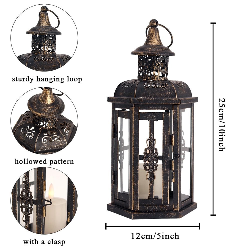 Black Iron Hanging Candle Holder Lanterns - DormVibes